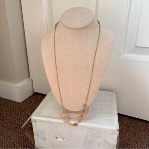 Gold tone geometric square triangle bead long necklace dainty quirky